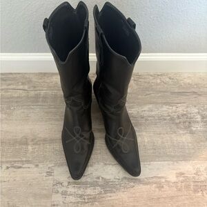 Black Leather Women's Cowboy Boots